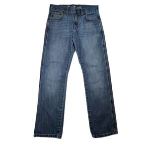 Wrangler Retro Women Straight Leg Jeans Medium Wash 31x32 Leather Patch Cotton